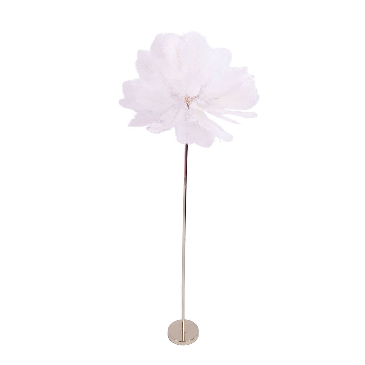Ostrich Plume Floor Lamp Iron Art 61 Inch LED USB Stepless Dimmable Modern Decorative Standing Lamp for Bedside Living Room Pink