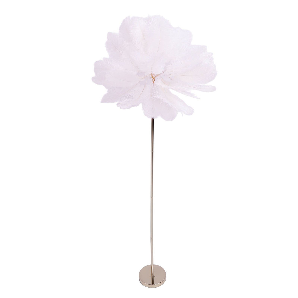 Ostrich Plume Floor Lamp Iron Art 61 Inch LED USB Stepless Dimmable Modern Decorative Standing Lamp for Bedside Living Room Pink