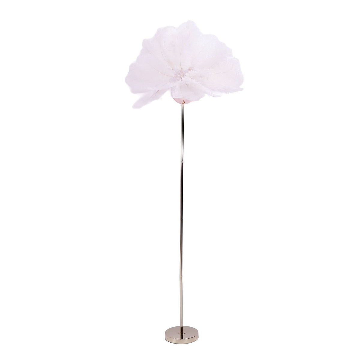 Ostrich Plume Floor Lamp Iron Art 61 Inch LED USB Stepless Dimmable Modern Decorative Standing Lamp for Bedside Living Room Pink