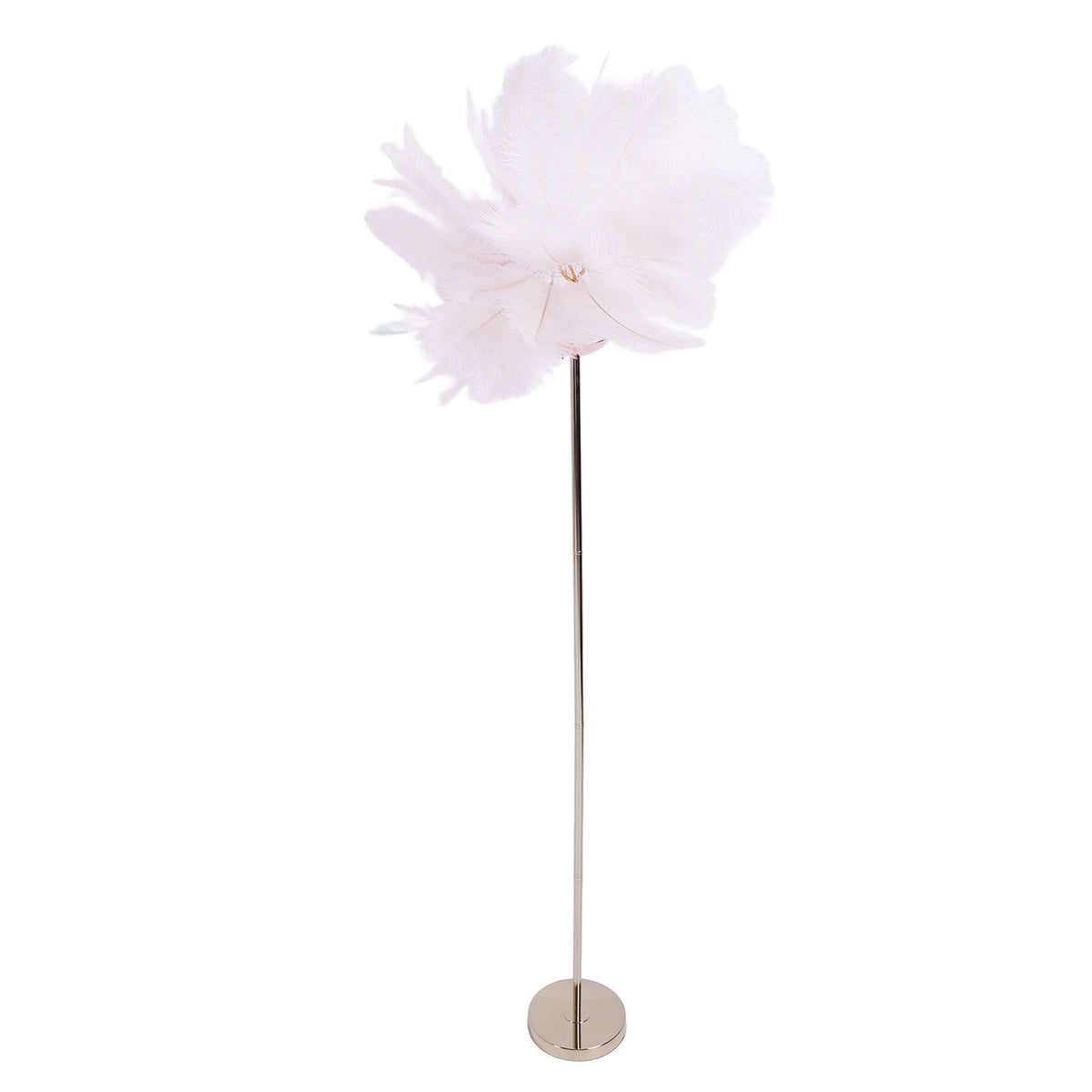 Ostrich Plume Floor Lamp Iron Art 61 Inch LED USB Stepless Dimmable Modern Decorative Standing Lamp for Bedside Living Room Pink