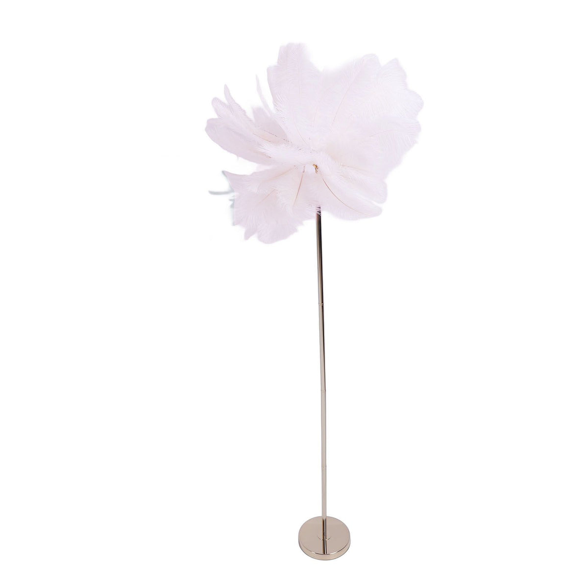 Ostrich Plume Floor Lamp Iron Art 61 Inch LED USB Stepless Dimmable Modern Decorative Standing Lamp for Bedside Living Room Pink