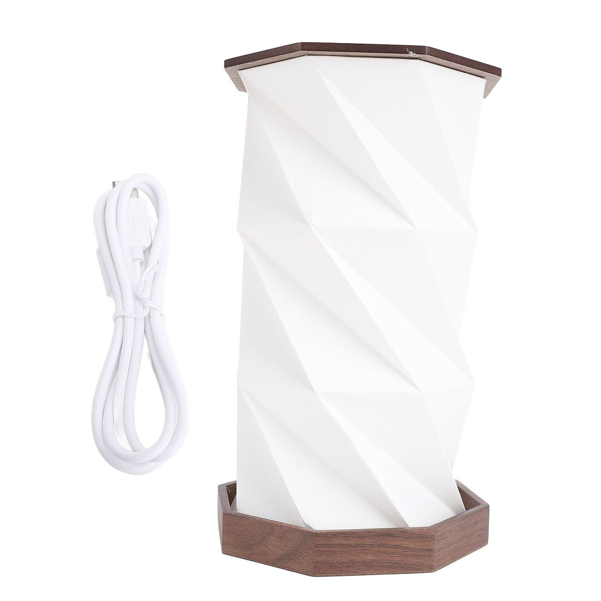 Bedside Table Lamp Dimmable Touch Lamp Battery Operated Night Light Rotating Foldable Paper Lantern for Home Office Bedroom Living Room Wood Color