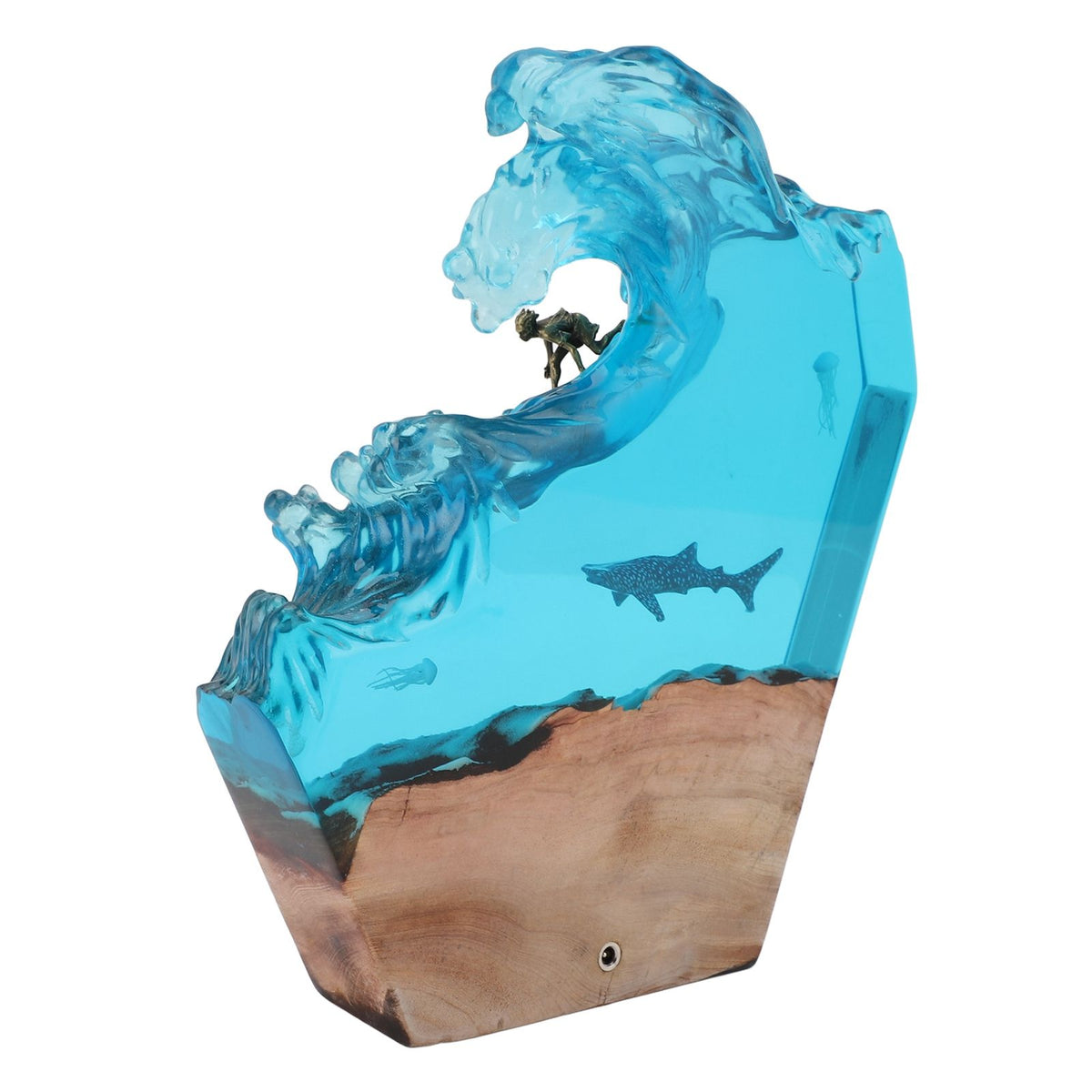 LED Ocean Surfing Night Light Synthetic Resin Wooden Handmade Bedside Table Lamp 3D Desk Art Ornament for Office Bedroom Decor
