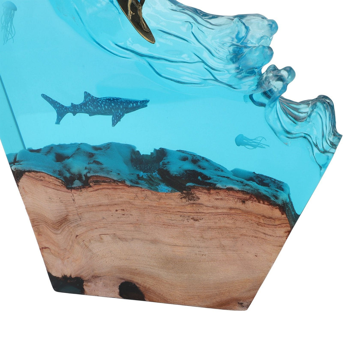 LED Ocean Surfing Night Light Synthetic Resin Wooden Handmade Bedside Table Lamp 3D Desk Art Ornament for Office Bedroom Decor