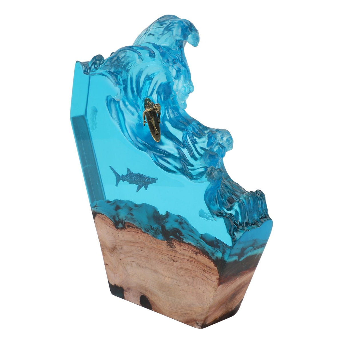 LED Ocean Surfing Night Light Synthetic Resin Wooden Handmade Bedside Table Lamp 3D Desk Art Ornament for Office Bedroom Decor