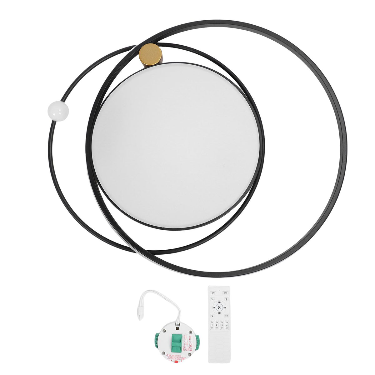 Modern LED Ceiling Light Dimmable Flush Mount Ceiling Lamp with Remote Control for Bedroom Living Room Dining Room Kitchen Black
