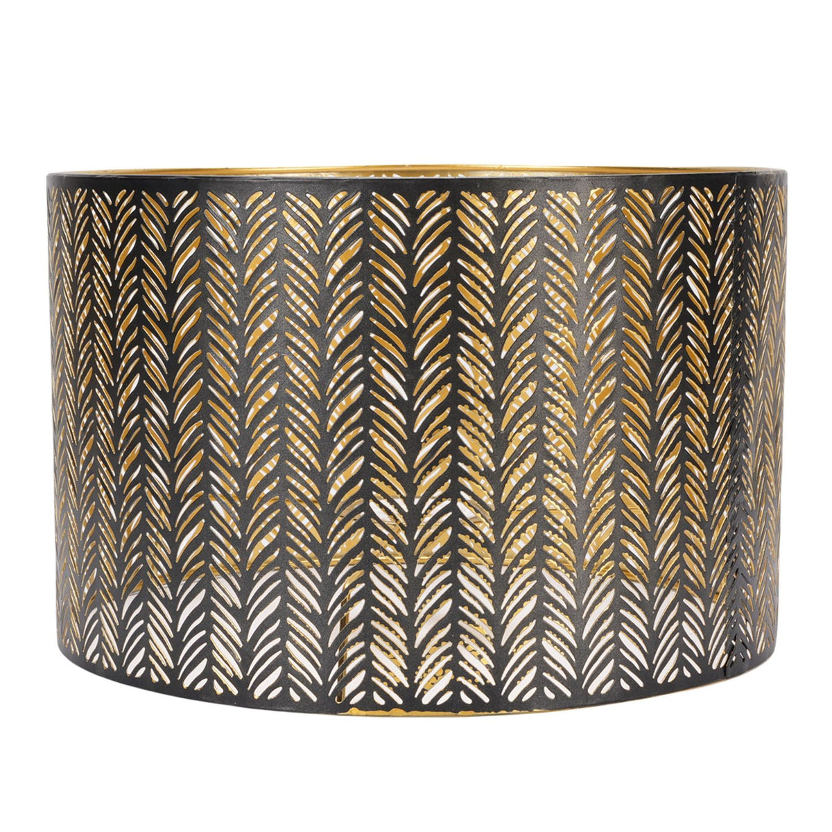 Metal Lampshade E14 E27 Iron Cylinder Shape Hollow Out Leaf Decorative Lamp Shade for Table Wall Ceiling Lamp Black and Gold