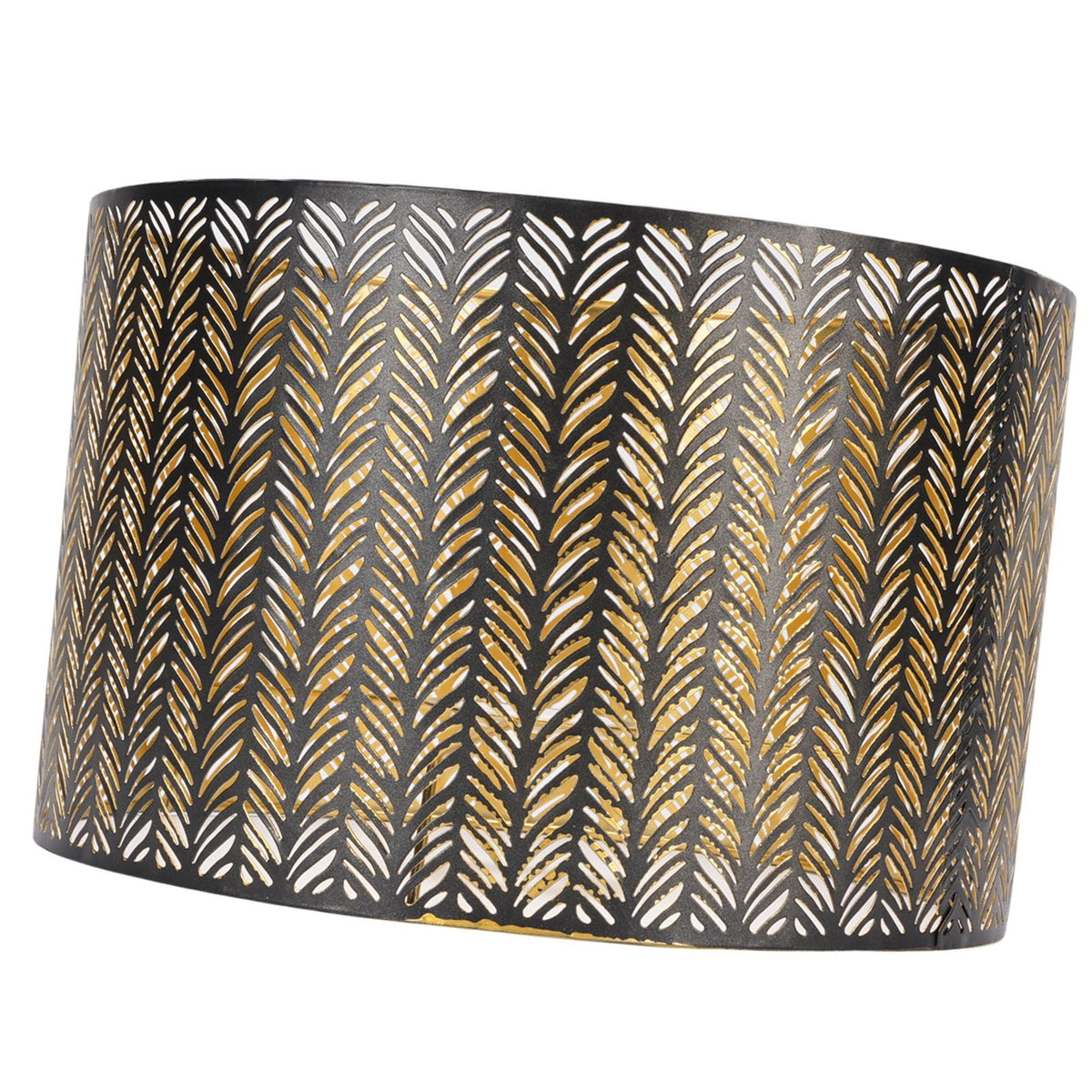 Metal Lampshade E14 E27 Iron Cylinder Shape Hollow Out Leaf Decorative Lamp Shade for Table Wall Ceiling Lamp Black and Gold