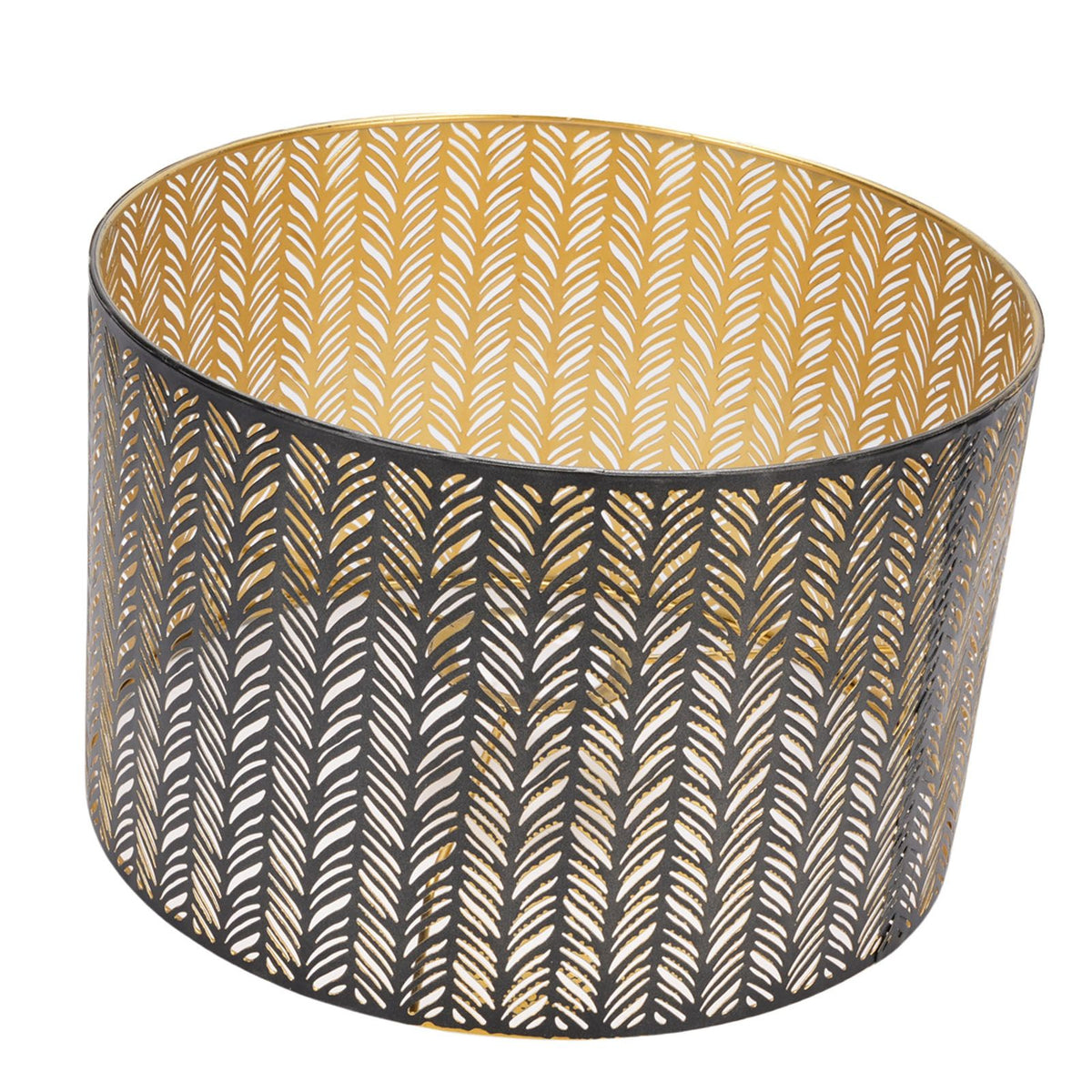 Metal Lampshade E14 E27 Iron Cylinder Shape Hollow Out Leaf Decorative Lamp Shade for Table Wall Ceiling Lamp Black and Gold