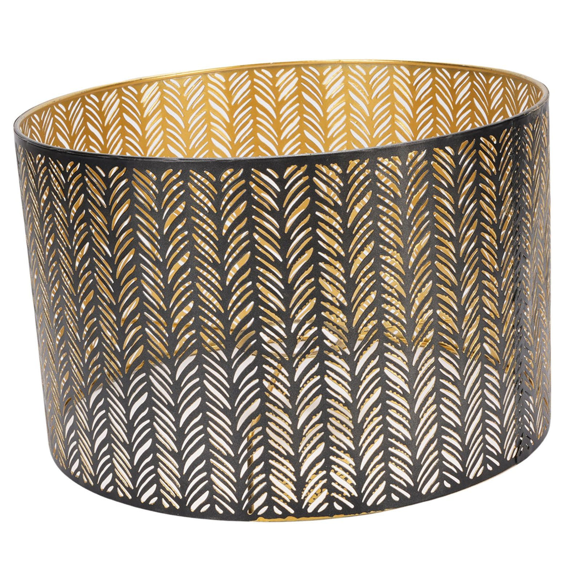 Metal Lampshade E14 E27 Iron Cylinder Shape Hollow Out Leaf Decorative Lamp Shade for Table Wall Ceiling Lamp Black and Gold