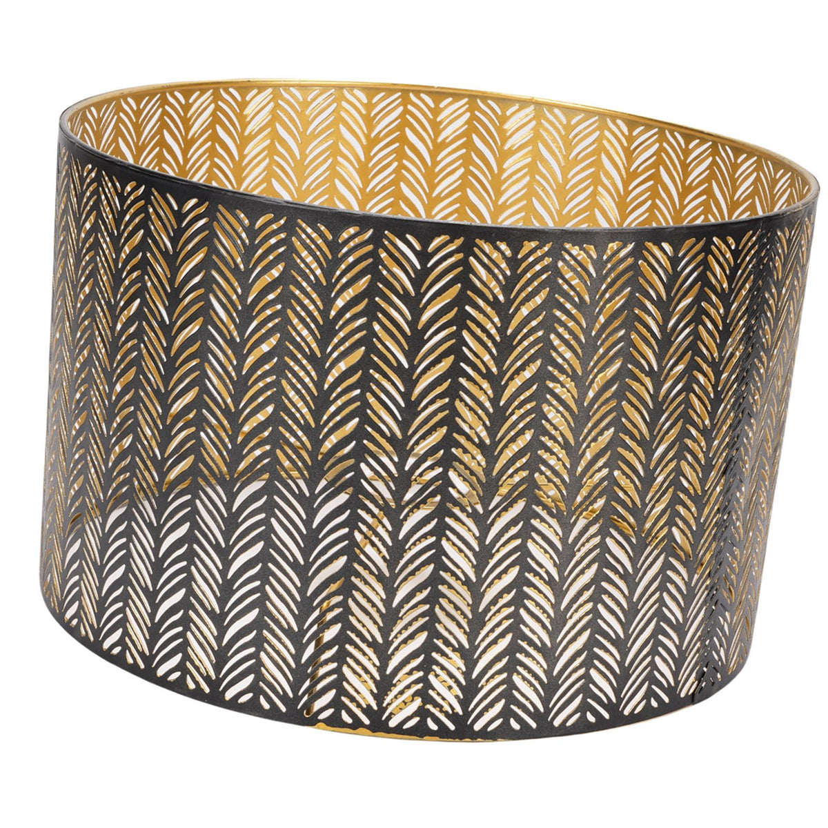 Metal Lampshade E14 E27 Iron Cylinder Shape Hollow Out Leaf Decorative Lamp Shade for Table Wall Ceiling Lamp Black and Gold