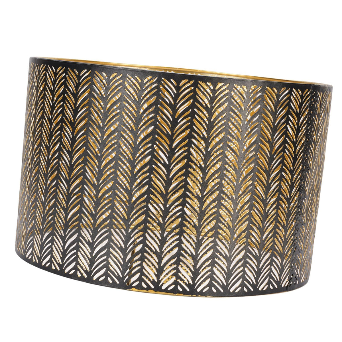 Metal Lampshade E14 E27 Iron Cylinder Shape Hollow Out Leaf Decorative Lamp Shade for Table Wall Ceiling Lamp Black and Gold