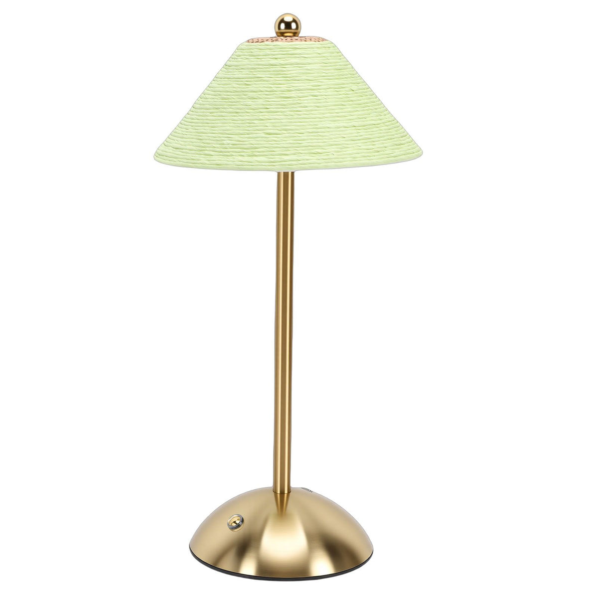 Table Lamp 3 Colors Cordless Handwoven Paper Rope Lampshade Bedside Table Lamp for Bedroom Green