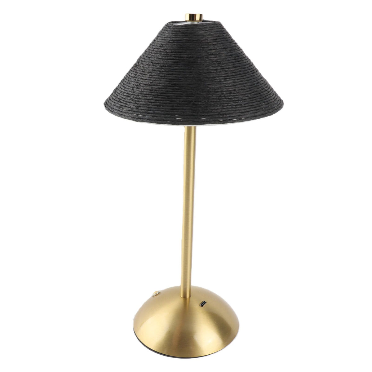 Table Lamp 3 Colors Cordless Handwoven Paper Rope Lampshade Bedside Table Lamp for Bedroom Black