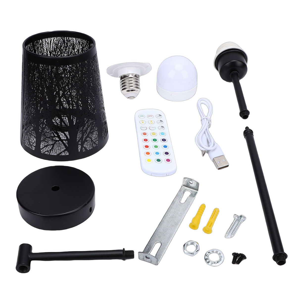 Wall Sconce Rechargeable Dimmable RGB Wall Light Hollow Out Bedside Light with Remote Control for Bedroom