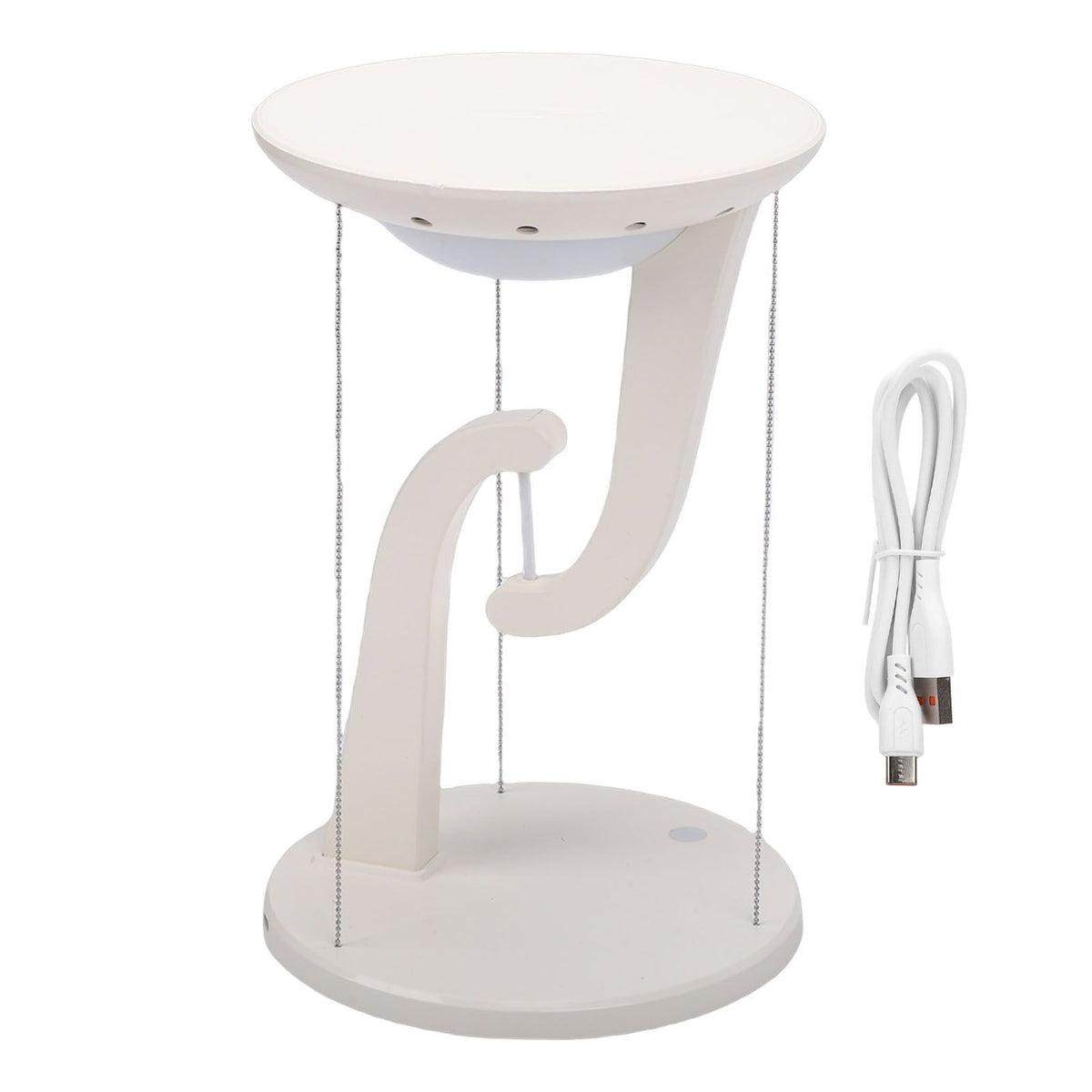 Floating Desk Lamp Round Creative USB Levitating Table Lamp with Wireless Charging for Bedroom Bedside Night Light Ornament
