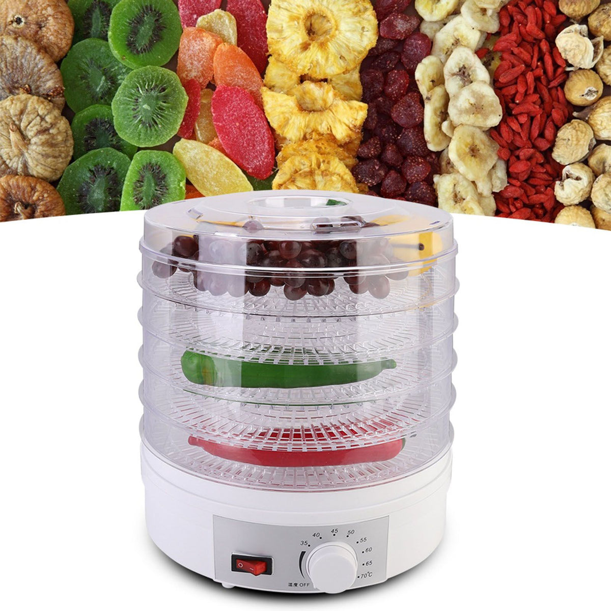 350W 5-Layer Household Dried Fruit Dehydrator Machine Fruit Food Dryer 15L