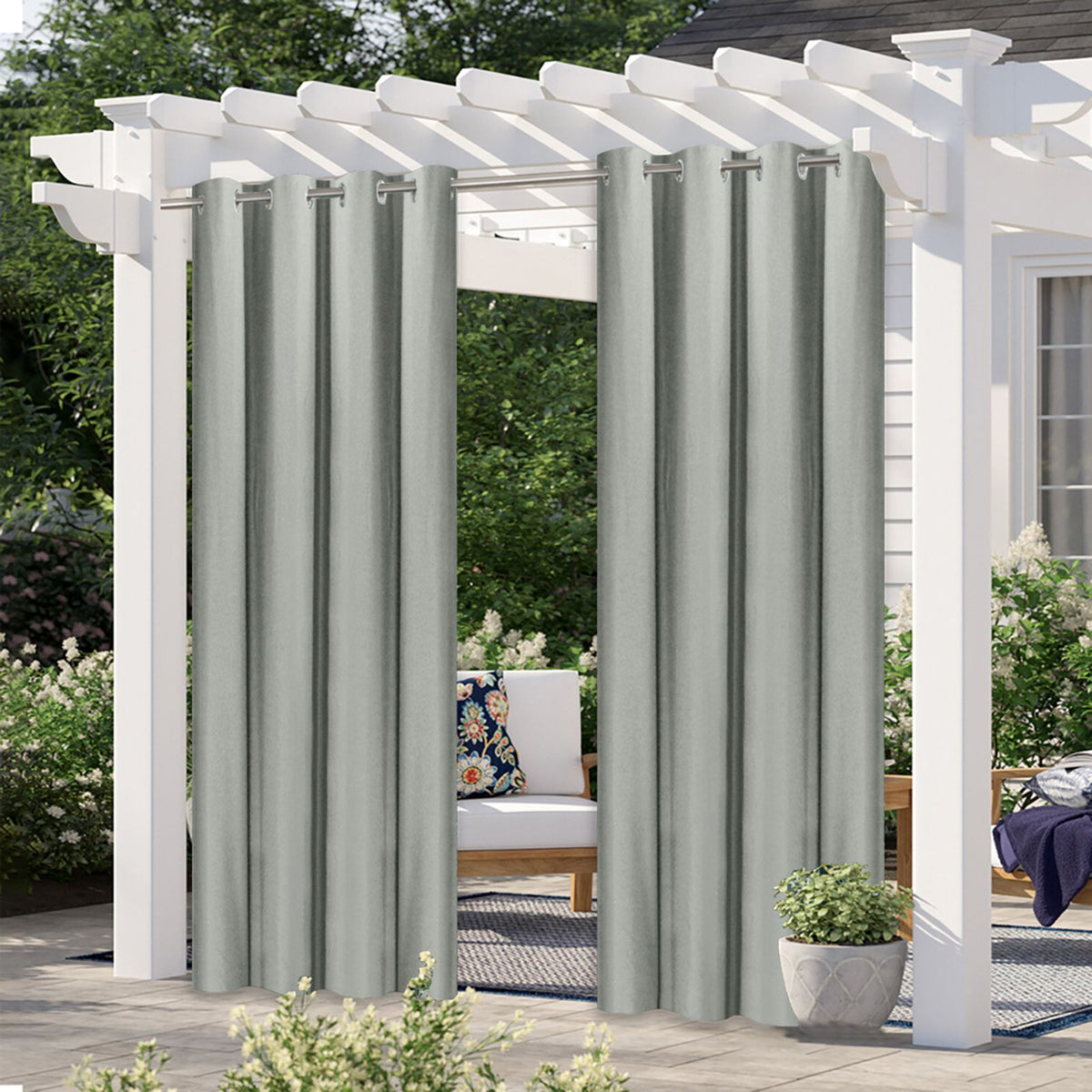 Pergola Outdoor Drapes,Blackout Patio Outdoor Curtains,Waterproof Outside Decor with Rustproof Grommet for Pergola/Porch(2 Panel,52''W*63''L)