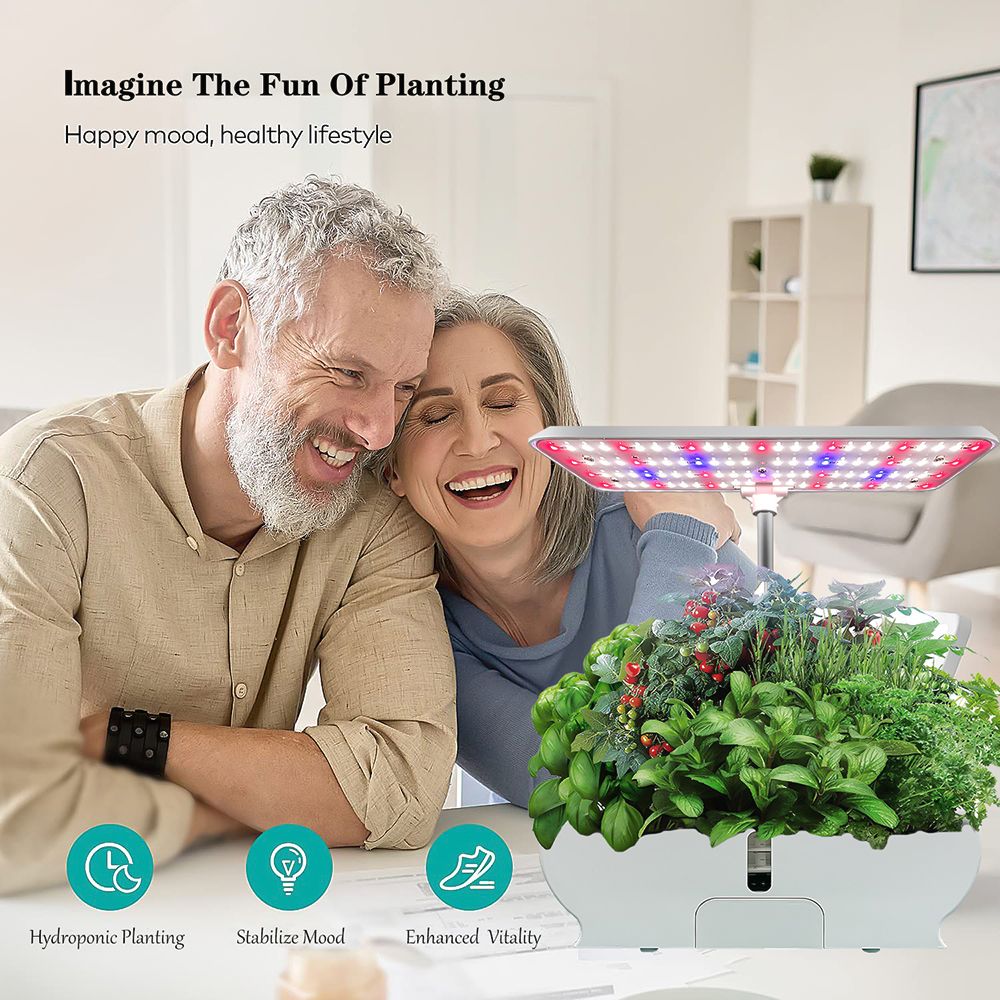 Smart Hydroponics Growing System Indoor Garden Kit 9 Pods 4H/8H/12H Timing Set Dimmable LED Grow Lights Height Adjustable 3L Water Tank Smart Water Pump for Home Office Kitchen