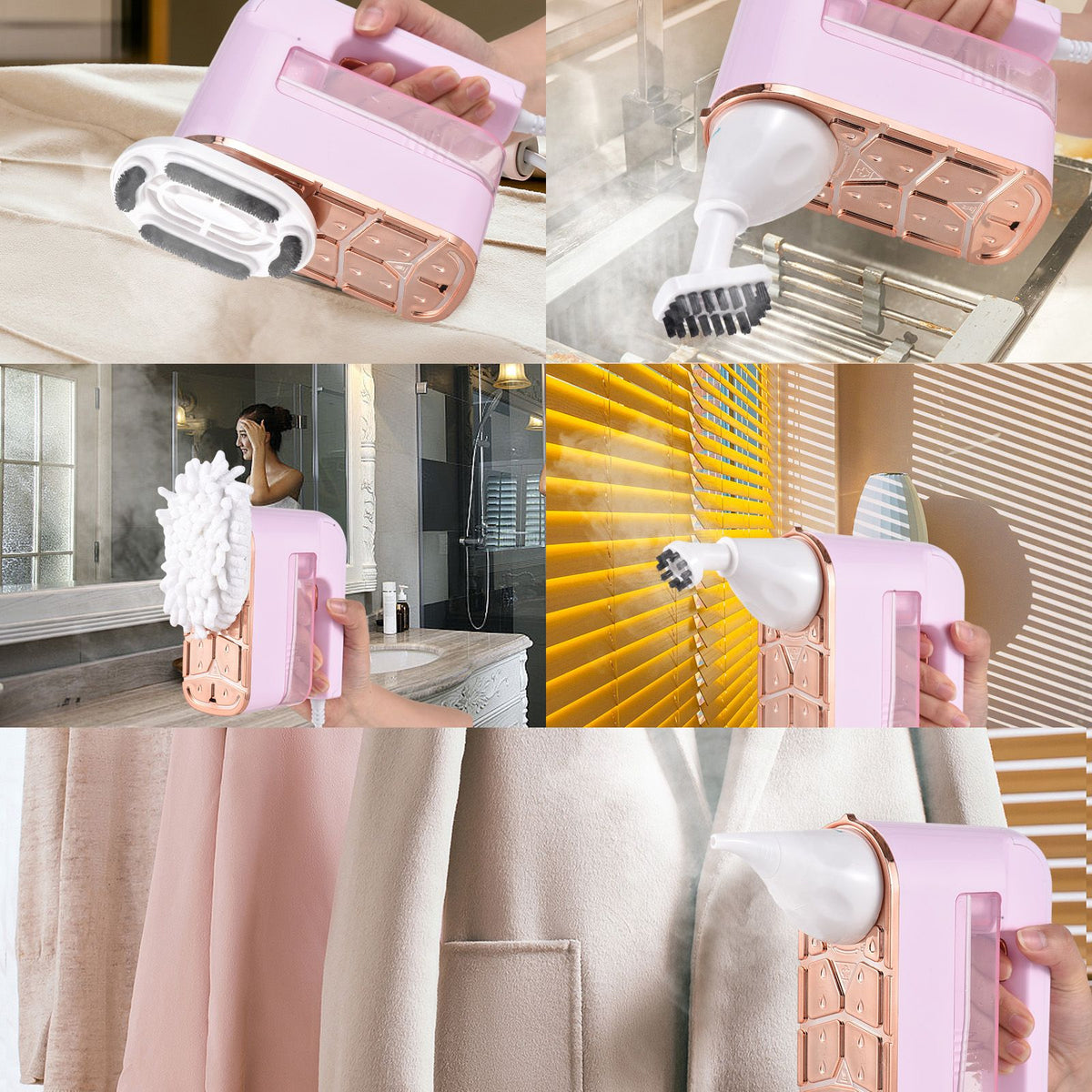 Steamer Iron for Clothes Multipurpose 1200W 120ml Capacity Portable Dust Crease Wrinkle Remover Cleaning Steamer for Clothes Fabrics Furniture Shower Cubicle Mirror