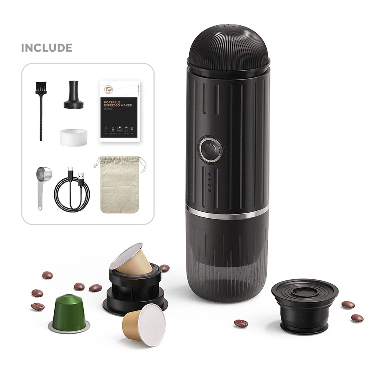 Electric Portable Coffee Maker 19 Bar 100W Wireless Heating Travel Coffee Maker Machine for Travel Camping Office Home