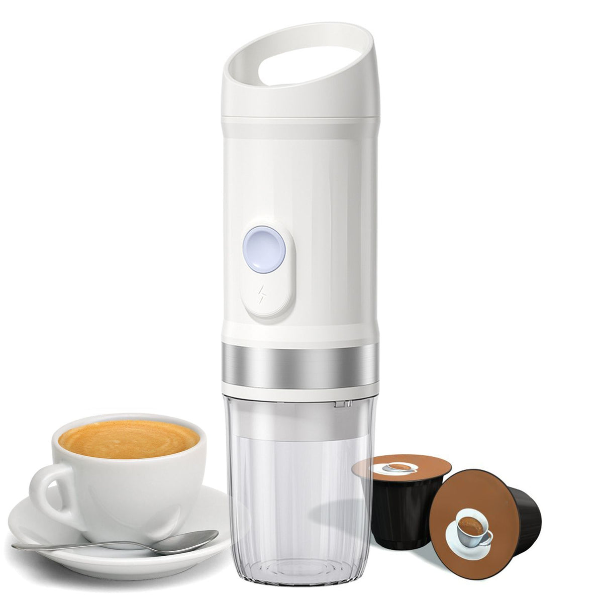 Portable Electric Espresso Coffee Machine Cordless Heat and Cold Brew 3oz Single Serve Mini Coffee Maker with 3-IN-1 Coffee Powder/N Capsule/DG Capsule 20Bar Pump Pressure Rechargeable 9600mAh Battery