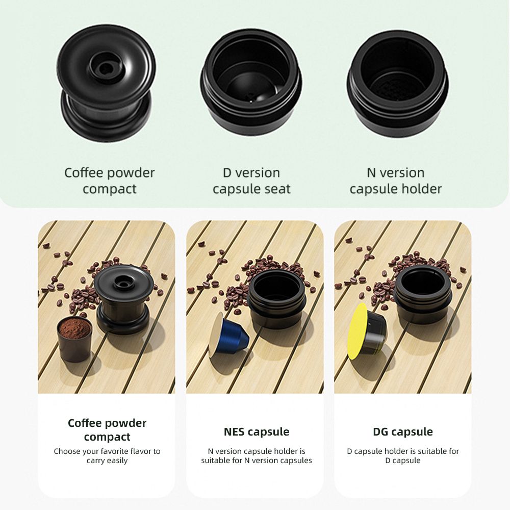 Portable Electric Espresso Coffee Machine Cordless Heat and Cold Brew 3oz Single Serve Mini Coffee Maker with 3-IN-1 Coffee Powder/N Capsule/DG Capsule 20Bar Pump Pressure Rechargeable 9600mAh Battery