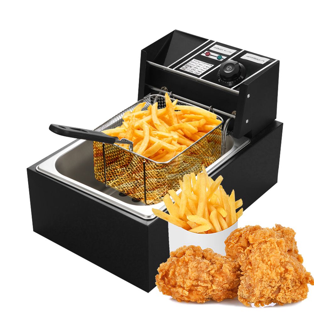 6L Electric Deep Fryer with Removable Oil Filtration Basket 1.7KW Stainless Steel 122-392℉ Automatic Thermostatic Fish Fryer Deep Fryer Pot Dishwasher Safe for Commercial Home Use