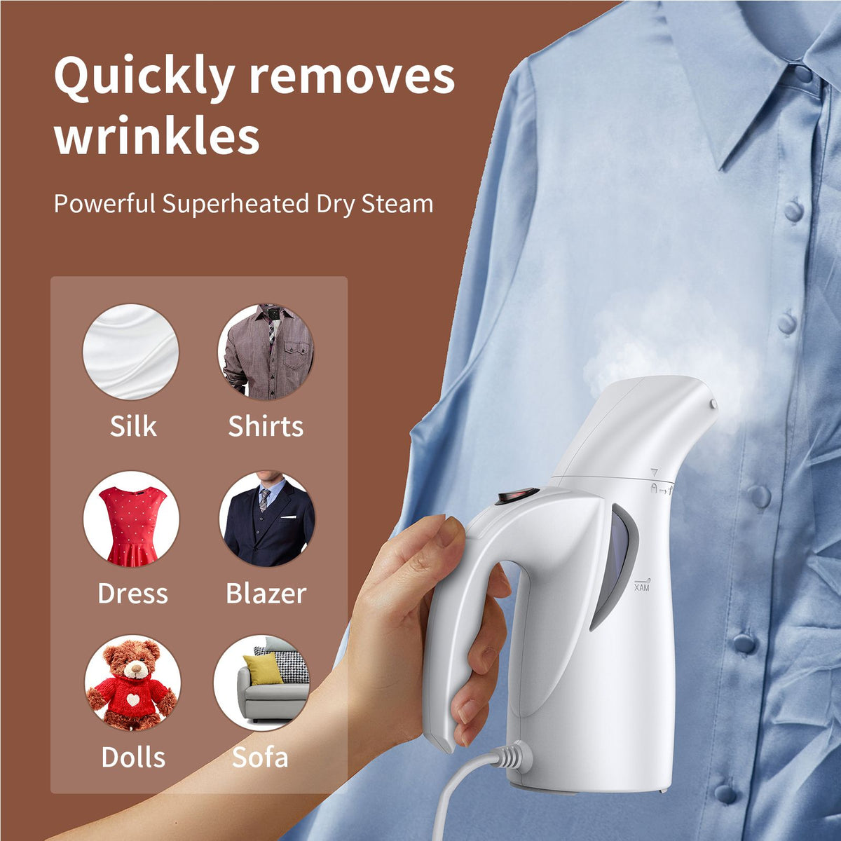 Portable Steamer for Clothes Handheld 140℃/284℉ High Temperature Steam 170ml/5.7oz Water Tank 700W High Power 40s Fast Heat Strong Penetrating Garment Steamer Removes Wrinkle for Home Office Travel