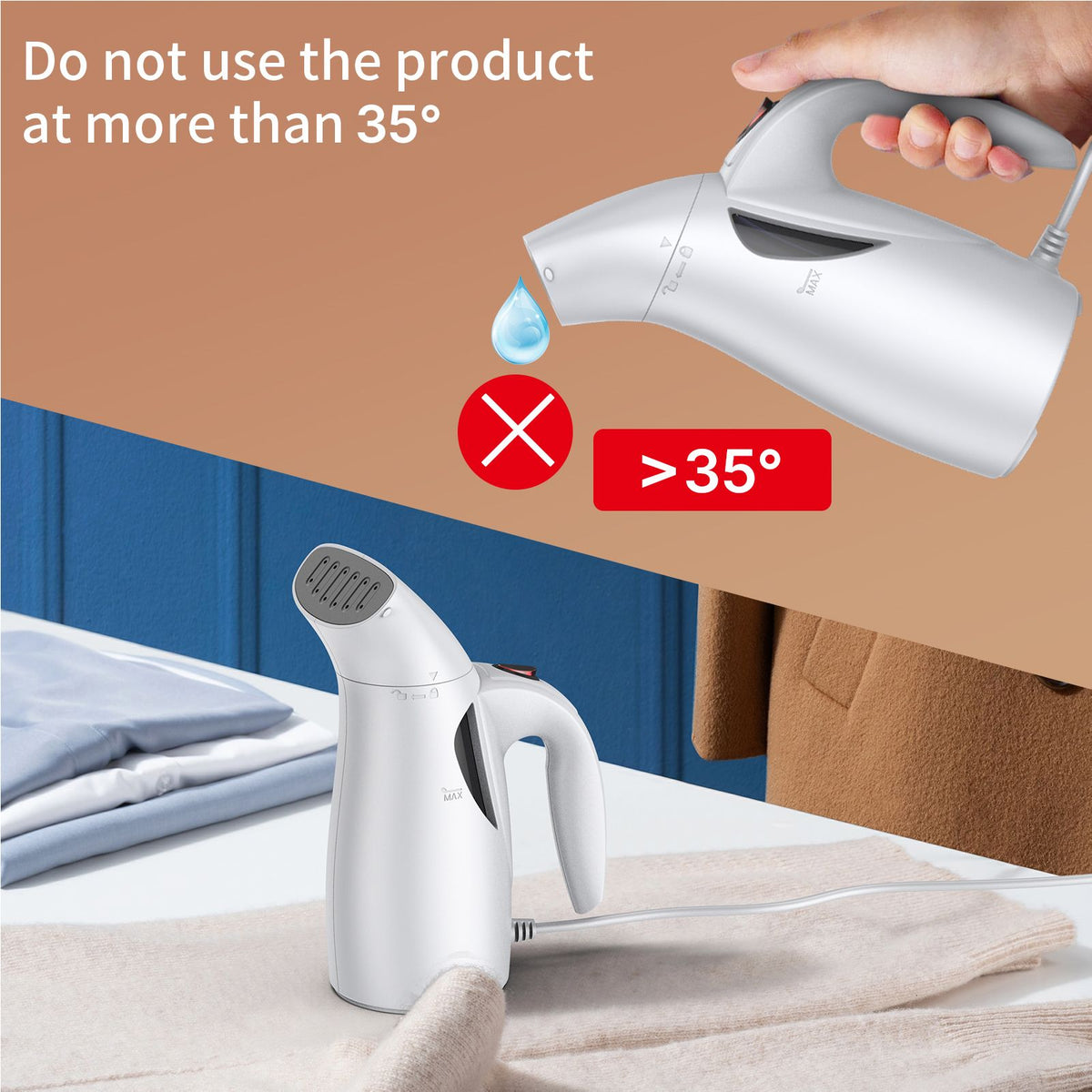 Portable Steamer for Clothes Handheld 140℃/284℉ High Temperature Steam 170ml/5.7oz Water Tank 700W High Power 40s Fast Heat Strong Penetrating Garment Steamer Removes Wrinkle for Home Office Travel
