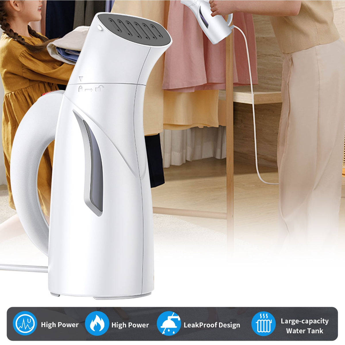 Portable Steamer for Clothes Handheld 140℃/284℉ High Temperature Steam 240ml/8.1oz Water Tank 700W High Power 40s Fast Heat Strong Penetrating Garment Steamer Removes Wrinkle for Home Office Travel