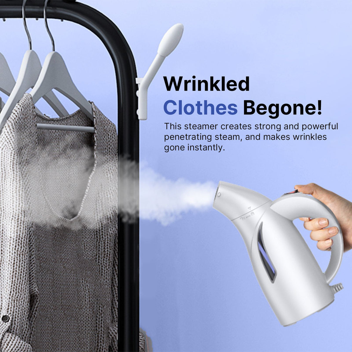 Portable Steamer for Clothes Handheld 140℃/284℉ High Temperature Steam 240ml/8.1oz Water Tank 700W High Power 40s Fast Heat Strong Penetrating Garment Steamer Removes Wrinkle for Home Office Travel