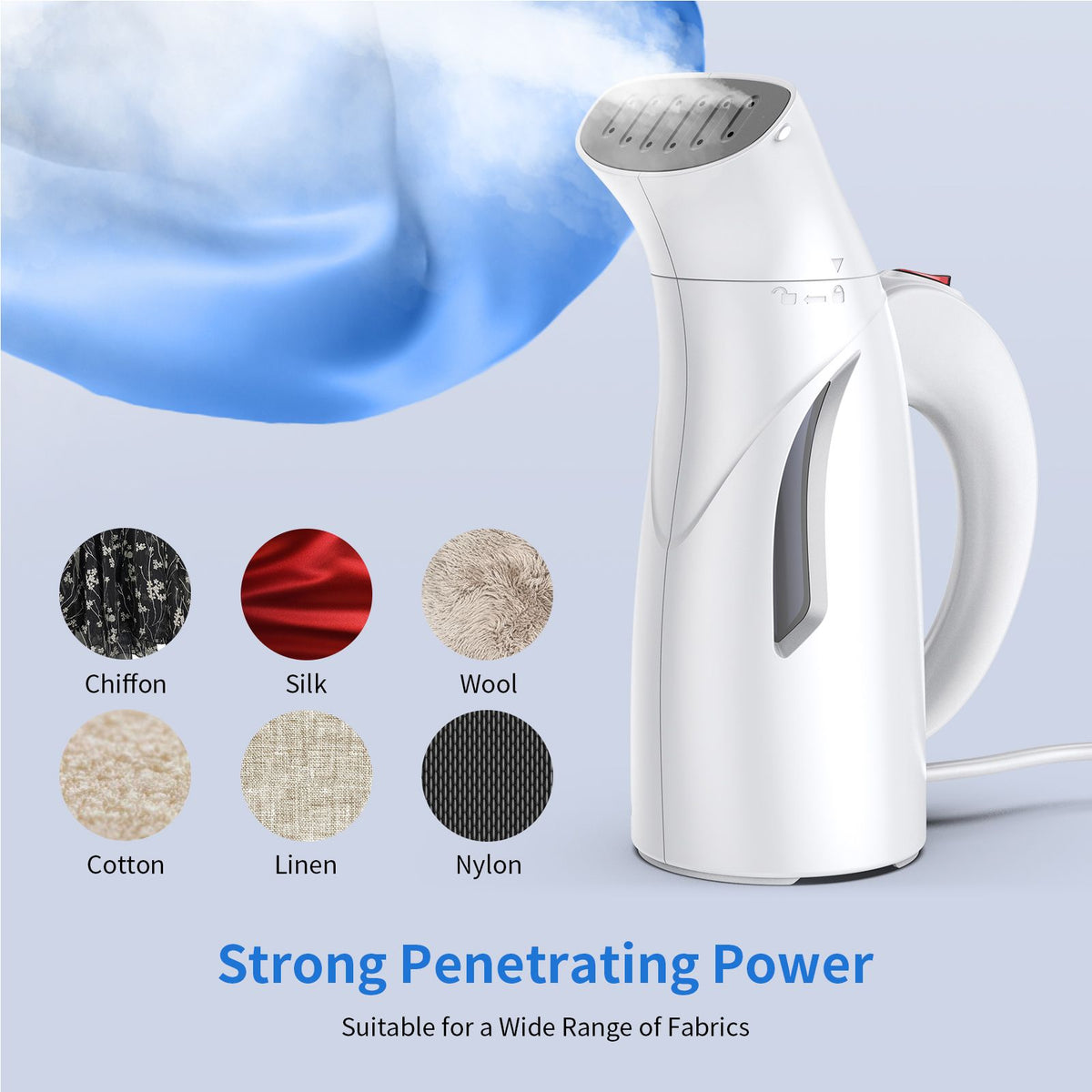 Portable Steamer for Clothes Handheld 140℃/284℉ High Temperature Steam 240ml/8.1oz Water Tank 700W High Power 40s Fast Heat Strong Penetrating Garment Steamer Removes Wrinkle for Home Office Travel