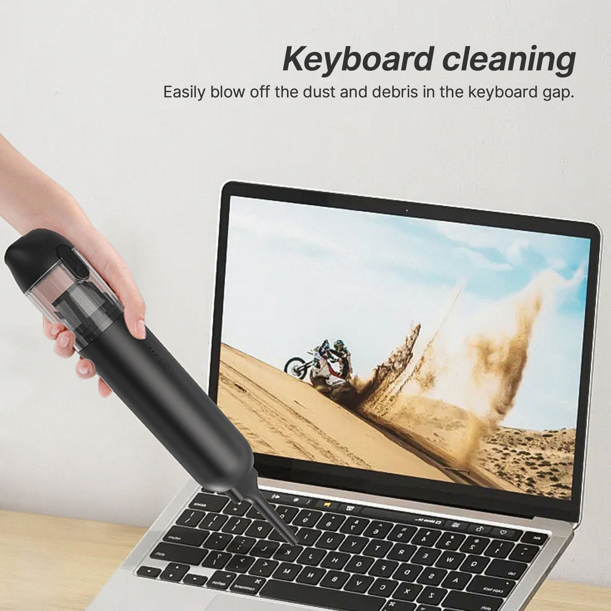 Portable Vacuum Cleaner with Cleaning Inflating and Deflating Nozzle 2 Gear Rechargeable Cordless Mini Vacuum Cleaner with Storage Charging Base Removable Dust Cup for Home Sofa Keyboards Car interior Air Mattress