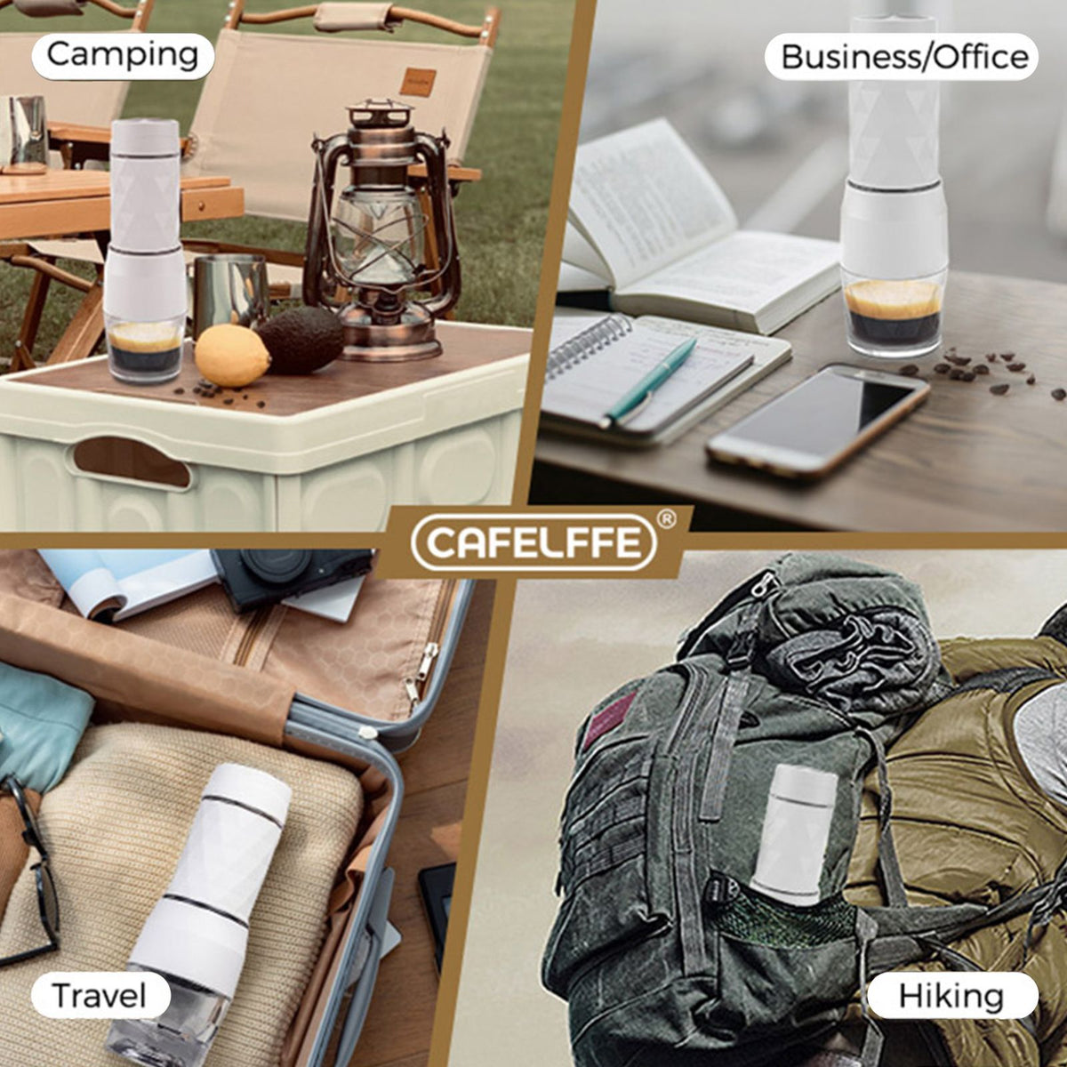 CAFELFFE 3-in-1 Portable Manual Espresso Coffee Machine 18Bar Cold and Hot Brew Mini Coffee Maker with Milk Foam Press Lever 120ml Cup Work with DG/NES Capsule and Ground Coffee
