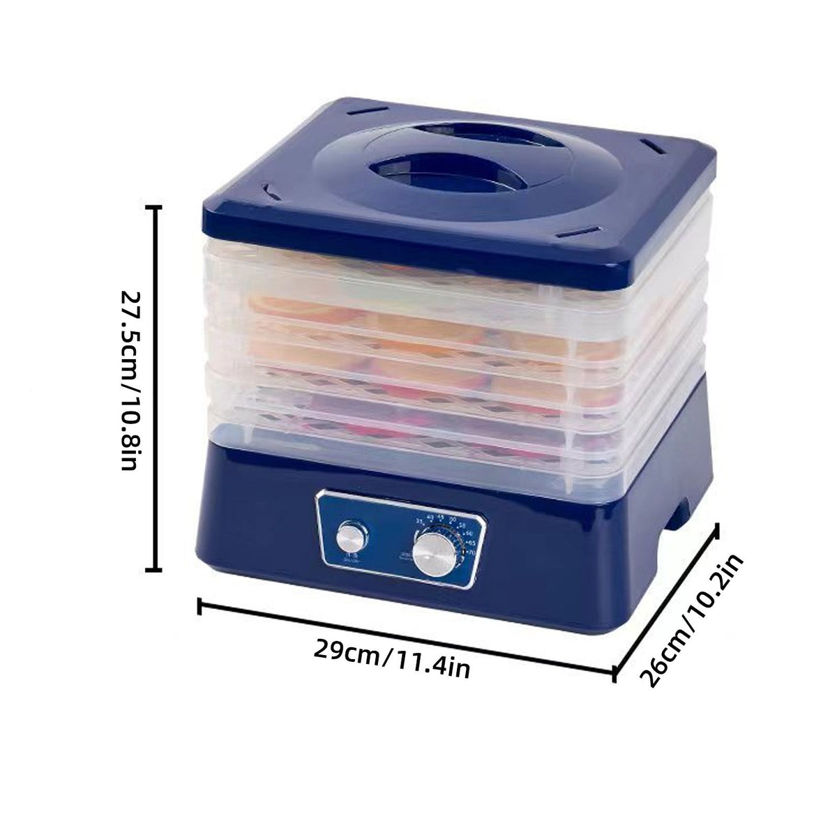 Dehydrators for Food and Jerky with 5 Drying Racks 95-158℉ 8 Gears Temperature Adjustable Vegetable Fruit Dehydrator with Large Knob Control and Clear Food Grade PP Grill Rack