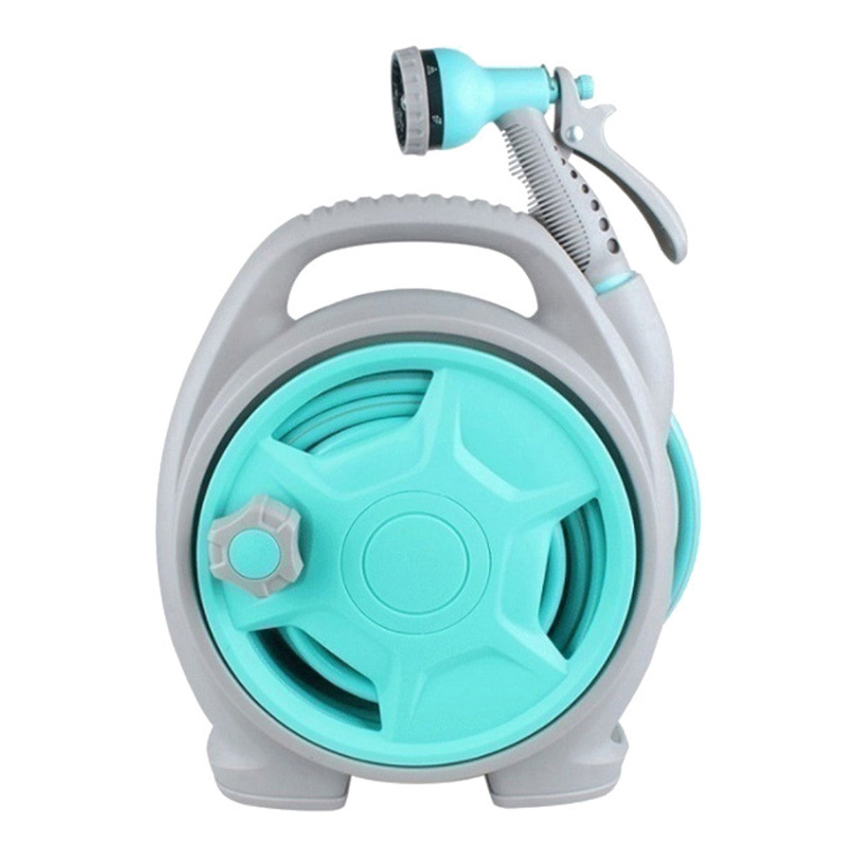 Retractable Garden Hose Reel with 6-in-1 Sprayer Nozzle 49Ft Hose Portable Water Hose Reels with Auto Spray Lock and Pipe Storage Bracket Standard 1/2-3/4'' Pipe Connector for Watering Cleaning