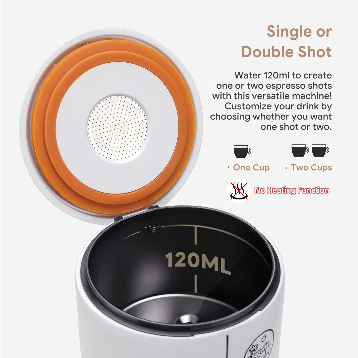 4-in-1 Portable Espresso Coffee Maker Work with NES/DG Capsule and Ground Coffee Cordless 17Bar Rechargeable Electric Coffee Machine Built-in 2600mAh Battery for Home Car Travel(No Self Heating)