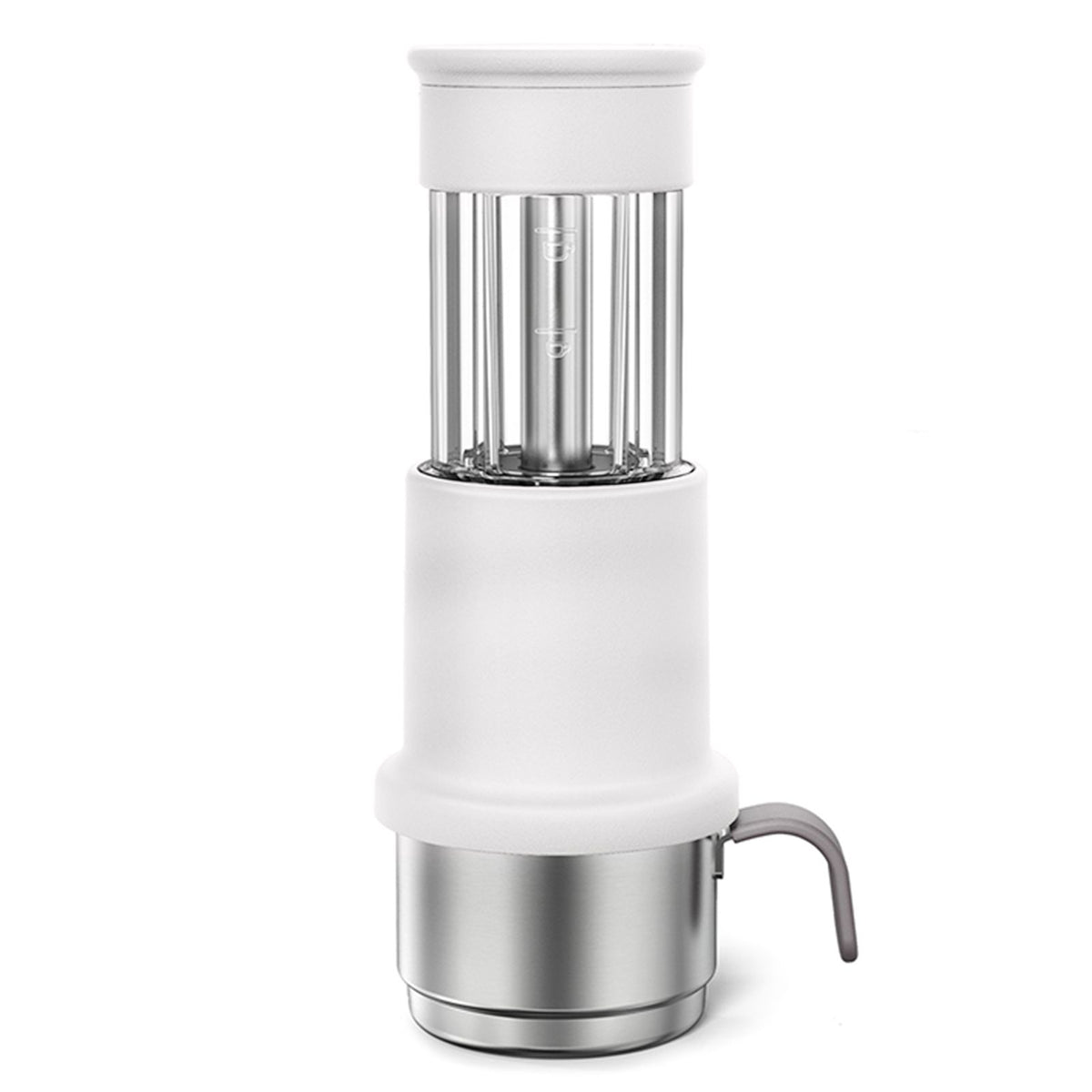 Portable Coffee Maker 2 in 1 Travel Coffee Machine Compatible NES Capsule and Ground Coffee Manual Hand Press Coffee Maker with 120ml Stainless Steel Cup 80ml Water Tank Cup Adapter Bracket