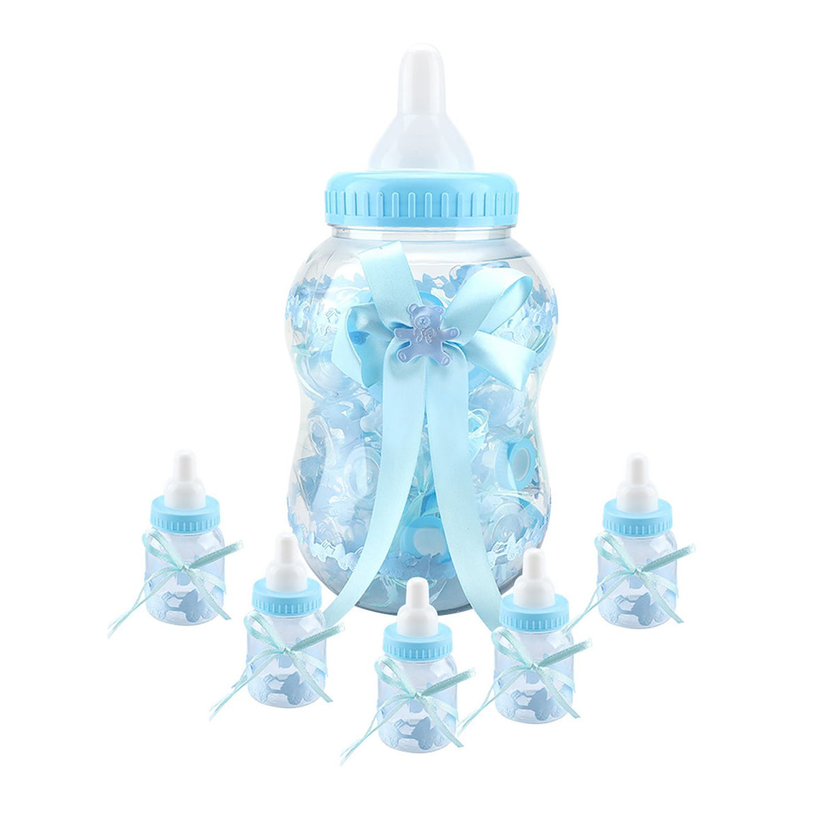 30pcs Cute Feeding Bottle Shape Candy Boxes for Event Christening Party Decoration Blue