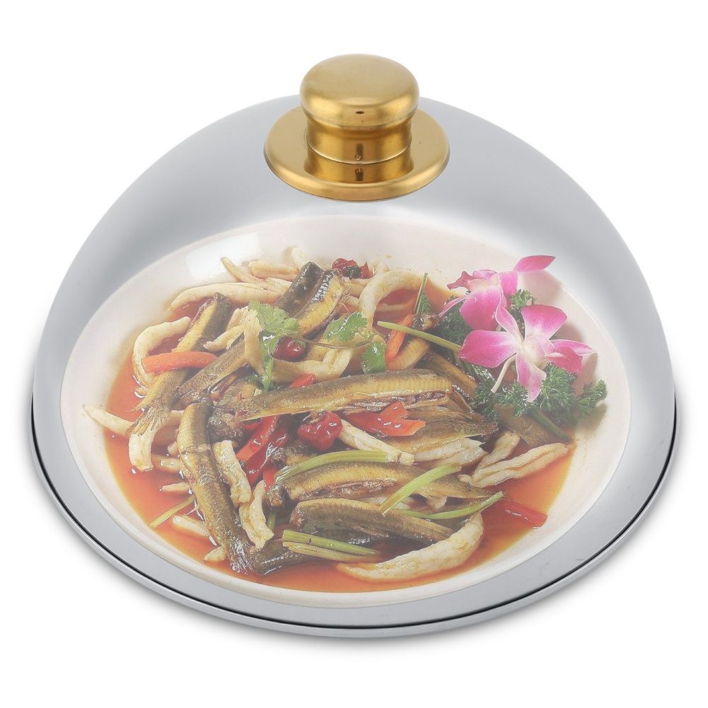 Stainless Steel Kitchen Restaurant Dining Food Serving Platter Lid Dome Plate Cover (Small)