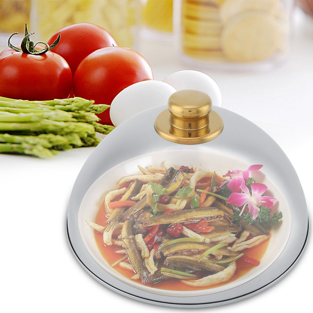 Stainless Steel Kitchen Restaurant Dining Food Serving Platter Lid Dome Plate Cover (Small)