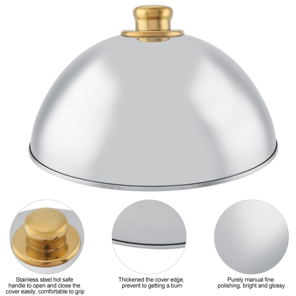 Stainless Steel Kitchen Restaurant Dining Food Serving Platter Lid Dome Plate Cover (Small)