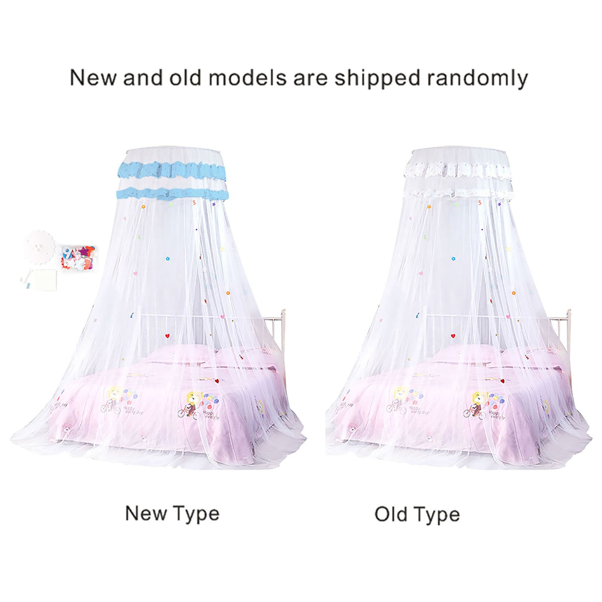 Round Canopy Lace Princess Style Mosquito Net Bed Curtain for Children Bed (White)