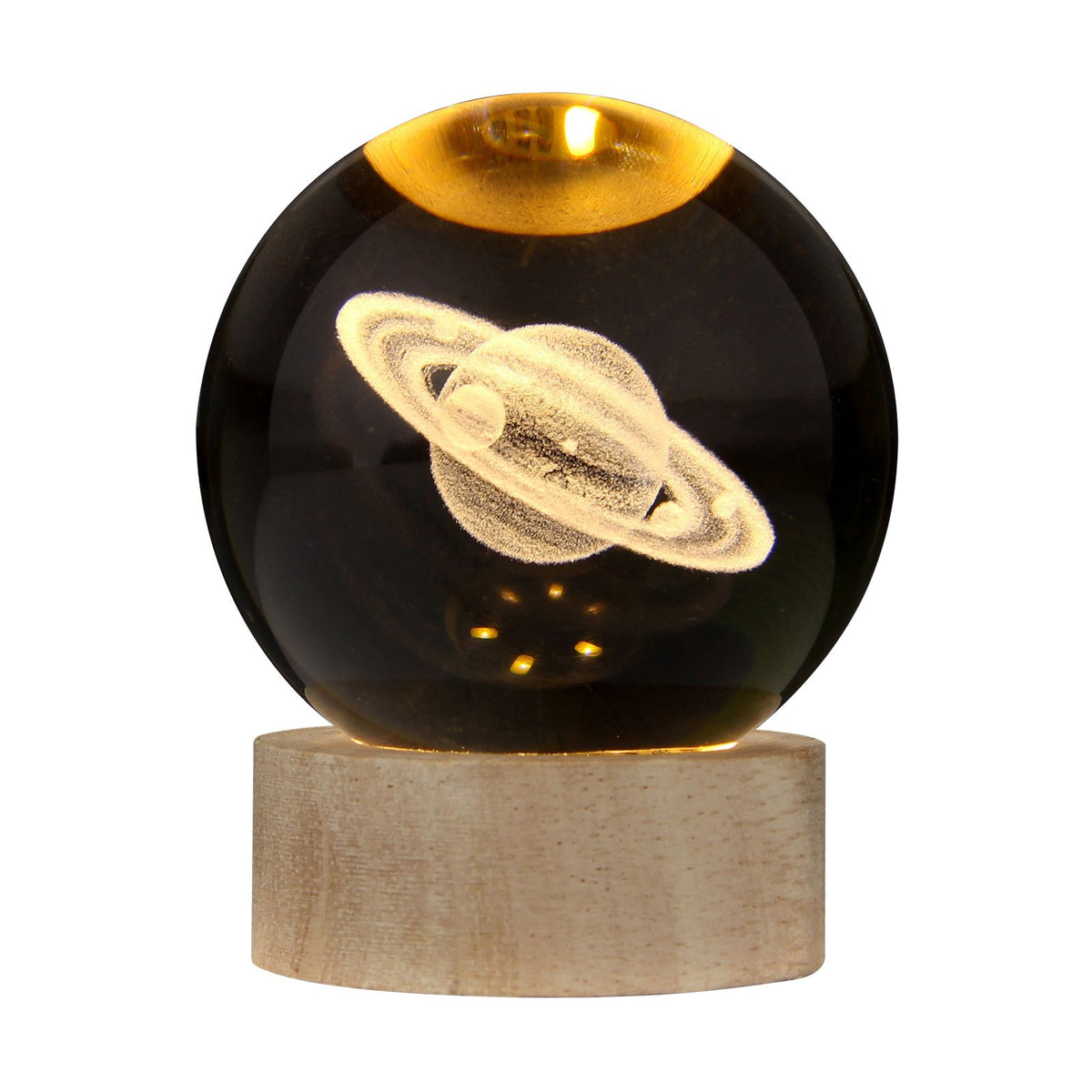 3D Crystal Ball with Warm Light Wooden Base Small Night Light Desktop Decoration Ornaments Holiday Gift USB Plug and Play