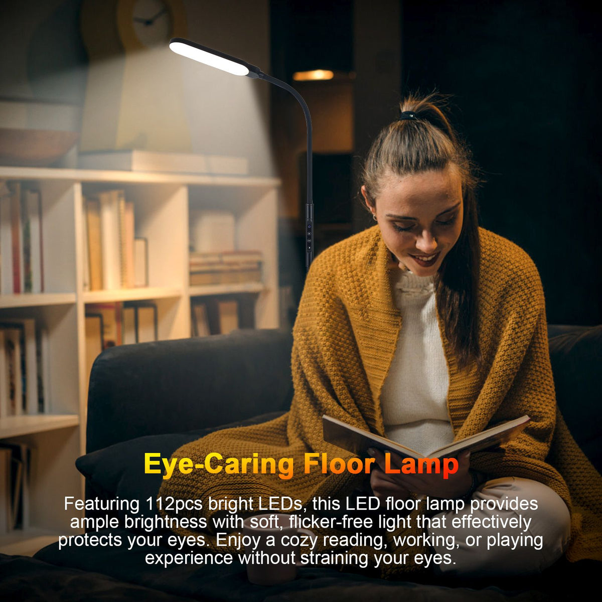 RGBCW LED Floor Lamp Modern Standing Light Dimming for Living Room Bedroom Office Eye Protection Reading Lamp Touch & Remote Control RGB Color Changing Floor Light