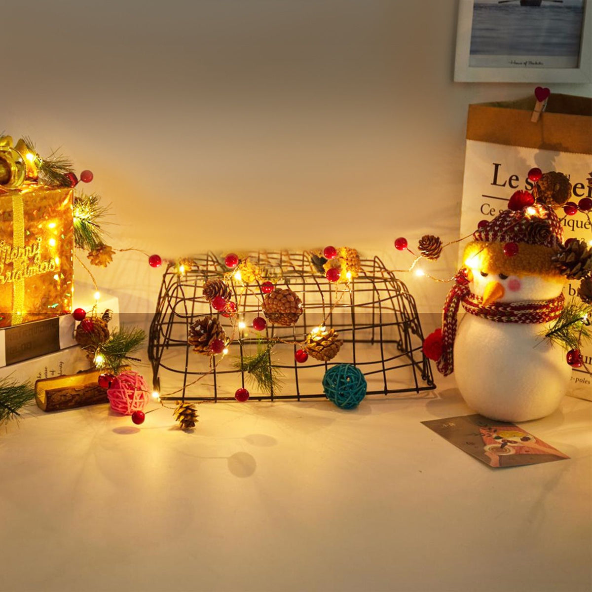 LED Copper Wire Lights Pinecone Light String Pine Needle Decoration Small Mulberry Creative Decorative Lights