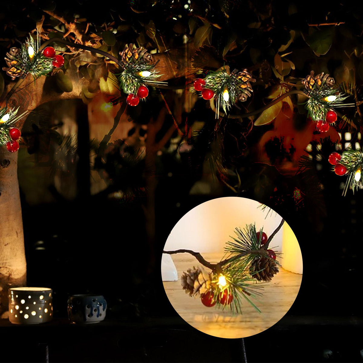 LED Copper Wire Lights Pinecone Light String Pine Needle Decoration Small Mulberry Creative Decorative Lights