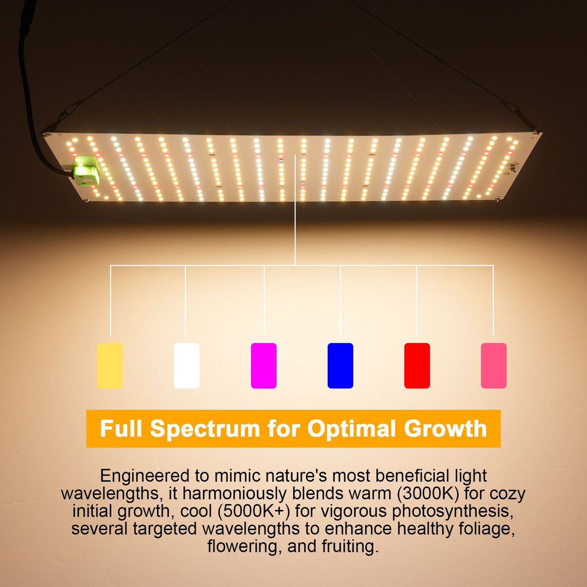 120W Dimmable Quantum Board Grow Light Full Spectrum Indoor Plant Growth Light Veg and Bloom Dual Switch Hanging Plant Growing Lamp for Seedlings Flowers Greenhouse Indoor Gardening