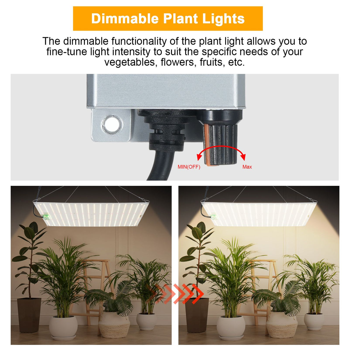 150W Dimmable Full Spectrum Indoor Plant Growth Light Quantum Board Grow Light Veg and Bloom Dual Switch Hanging Plant Growing Lamp for Seedlings Flowers Greenhouse Indoor Gardening